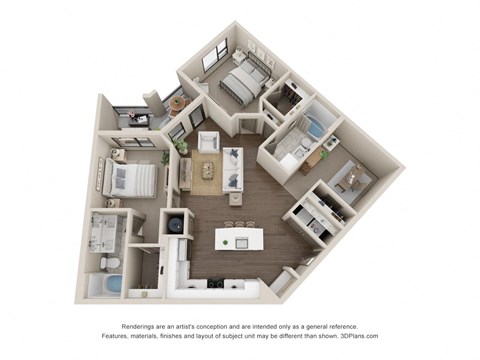 this is a 3d floor plan of a 554 square foot 1 bedroom apartment at the
